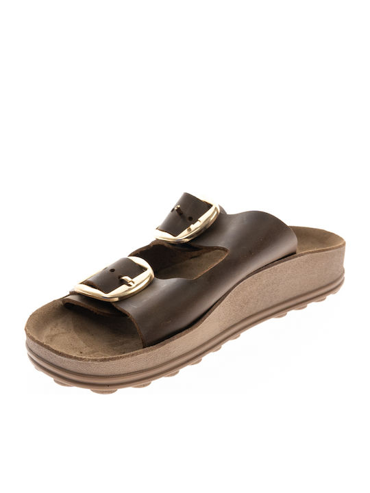 Despoina Leather Women's Flat Sandals Anatomic Taupe Brush