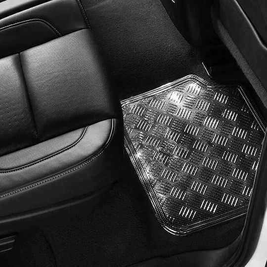 Auto Gs Satz Vorder- und Hintermatten Universal 4Stück aus Aluminium Kohlenstoff Schwarz