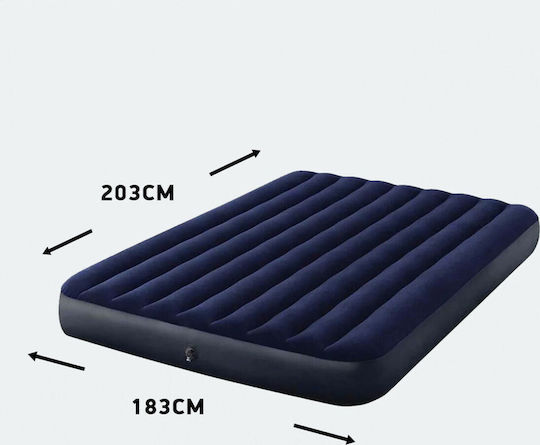 Intex Inflatable Sleeping Mattress King Size Classic Downy 203x183x25εκ. Blue