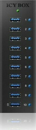 Icy Box USB-Hub 10 Anschlüsse USB 3.0 mit USB-A Anschluss