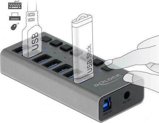 DeLock Hub 7 Porturi USB 3.0 cu Conectare USB-A