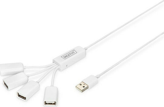 Digitus Hub 4 Θυρών USB 2.0 με σύνδεση USB-A Λευκό