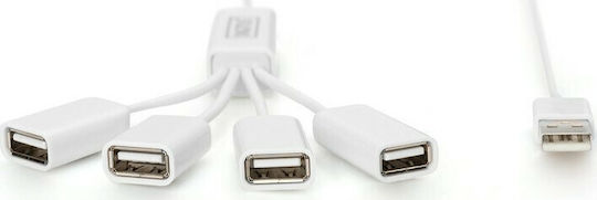 Digitus Hub 4 Θυρών USB 2.0 με σύνδεση USB-A Λευκό