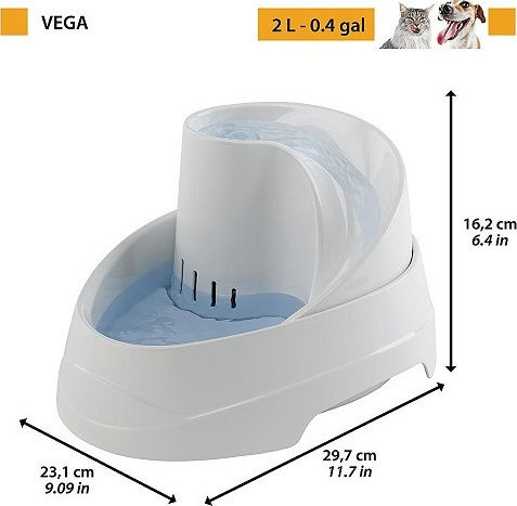 Ferplast Vega Automatic Plastic Waterer / Fountain for Dog & Cat 2lt in White Color