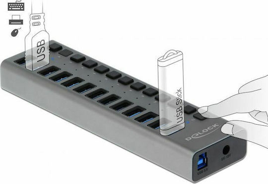 DeLock USB Хъб 13 Порта USB 3.0 с Връзка USB-A