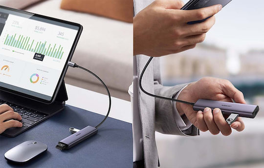 Ugreen CM473 USB Hub 4 USB 3.2 Ports with USB-A Connection Gray