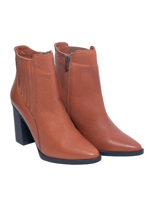 22203 Ghete Dama Din Piele Ankle Boots Culoare Full Face Tabac maro