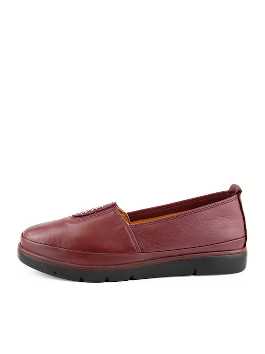 732 Leder Damen Mokassins in Rot Farbe