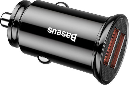 Baseus Car Charger 30W 5A Fast Charging with Ports: 2xUSB Black Color
