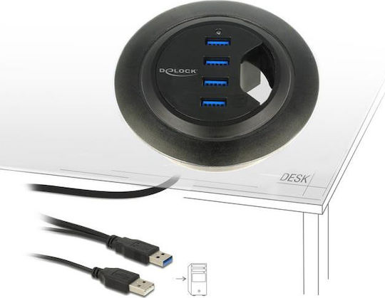 DeLock Hub 4 Porturi USB 3.0 cu Conectare USB-A