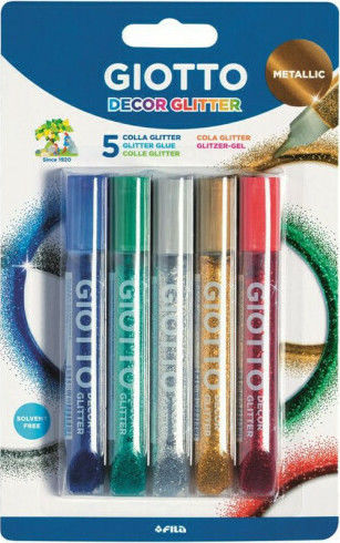 Giotto Metallic Kleber Glitter Mehrfarbig 10.5ml Set 5Stück