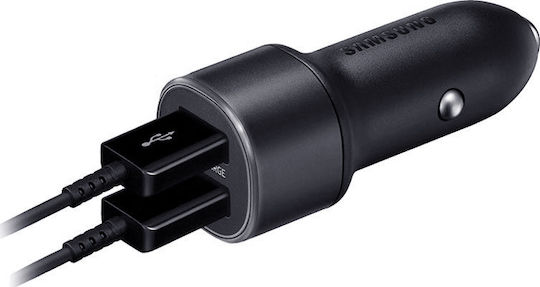 Samsung Dual Car Charger Φορτιστής Αυτοκινήτου 15W 2A Γρήγορης Φόρτισης με Θύρες: 2xUSB Μαύρο Χρώμα