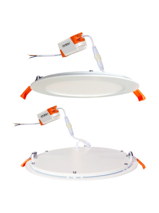 Elvhx Round Recessed LED Panel 24W with Cool White Light 6500K 30cm