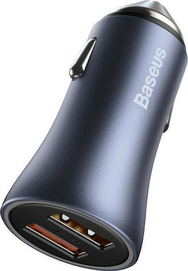 Baseus Auto-Ladegerät 40W 3A Schnellladung mit Anschlüssen: 2xUSB Gray Farbe