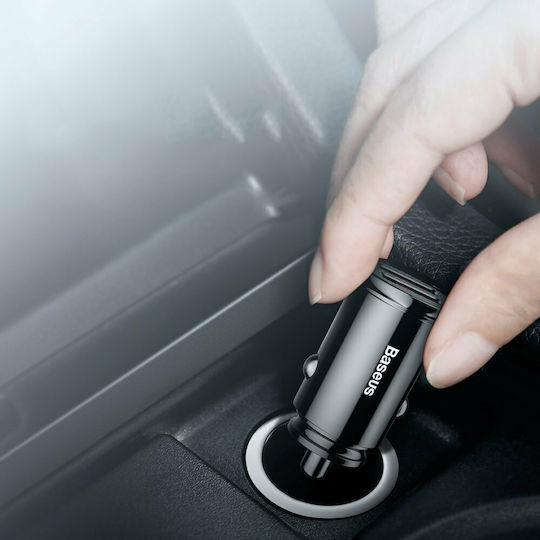 Baseus Auto-Ladegerät 30W 5A Schnellladen mit Anschlüssen 2xUSB-A Weißes Farbe