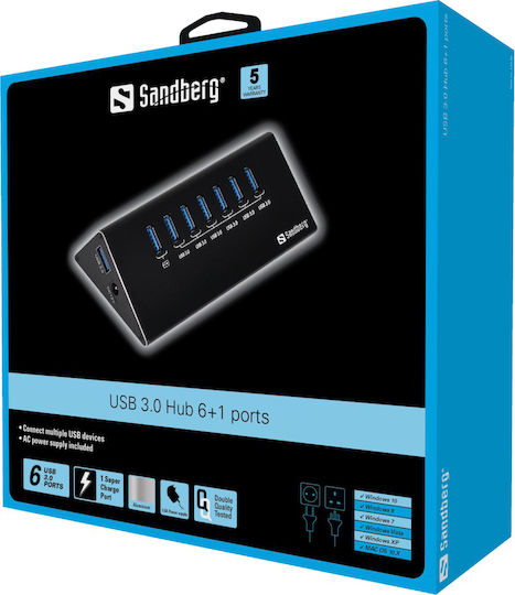 Sandberg USB-Hub 7 Anschlüsse USB 3.0 mit USB-A Anschluss