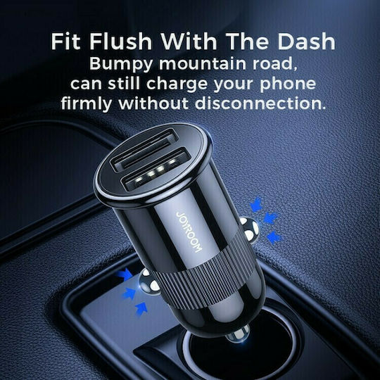 Ugreen ED018 Car Charger 24W 4.8A with Ports 2xUSB Black Color