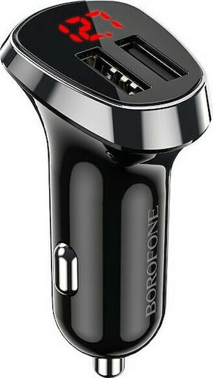Borofone BZ15 Car Charger 12W 2.4A with Ports: 2xUSB Black Color