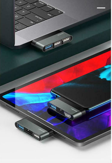 Usams Sj461 Hub 3 Anschlüsse USB 2.0 mit USB-A Verbindung Grau