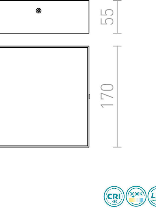 Rendl Light Studio Larisa SQ 17 Ceiling Πλαφονιέρα Οροφής 17εκ. Μαύρη με Ενσωματωμένο LED