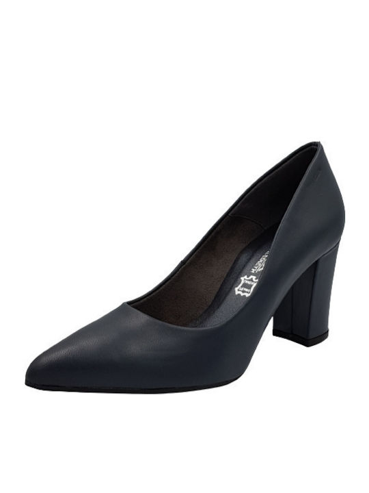 Leather Pointed Toe Blue High Heels