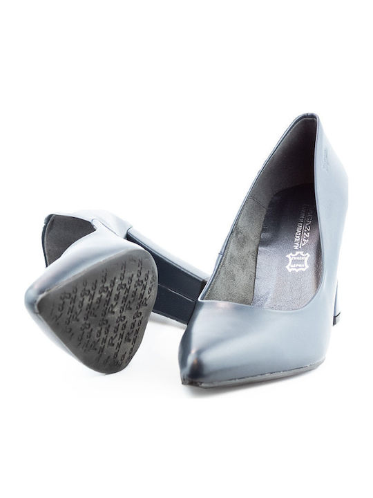 Leather Pointed Toe Blue High Heels