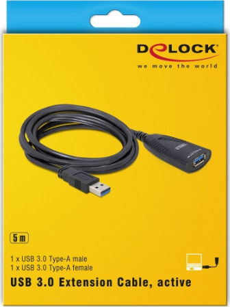 DeLock USB 3.0 Cable USB-A male - USB-A female 5m (83089)