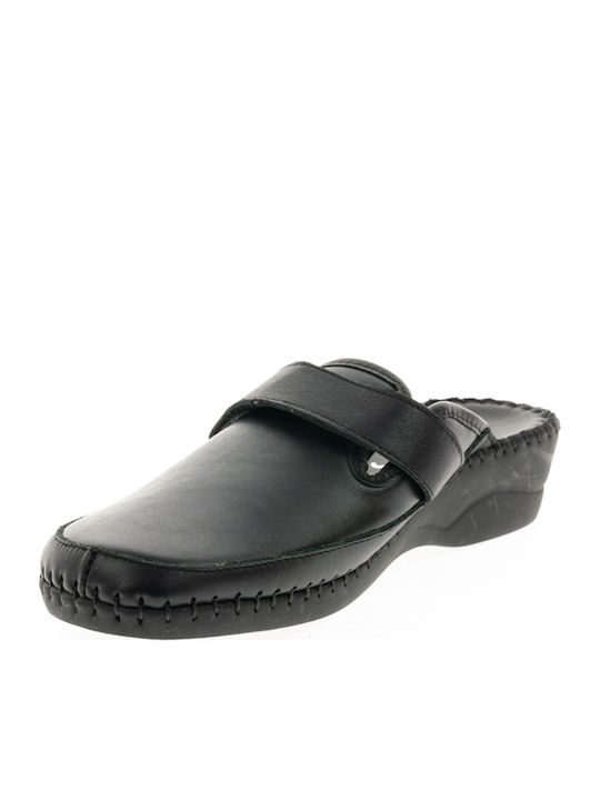 Anatomical Leather Women's Slippers Black