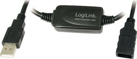 LogiLink USB 2.0 Kabel USB-A-Stecker - USB-A-Buchse Schwarz 10m UA0143