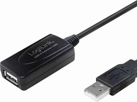 LogiLink USB 2.0 Kabel USB-A-Stecker - USB-A-Buchse Schwarz 10m UA0143