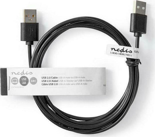 Nedis USB 2.0 Cable USB-A male - USB-A male 2m (CCGT60000BK20)