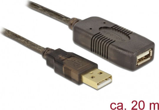 DeLock USB 2.0 Cable USB-A male - USB-A female Μαύρο 20m (82690)