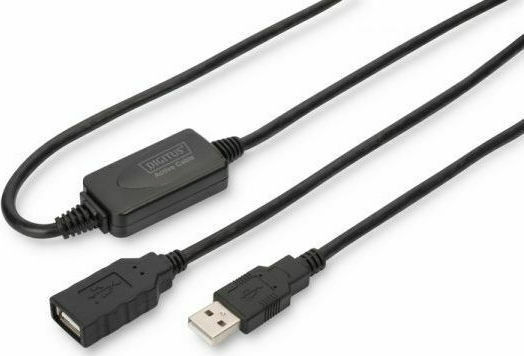 Digitus USB 2.0 Kabel USB-A-Stecker - USB-A-Buchse Schwarz 15m DA-73101