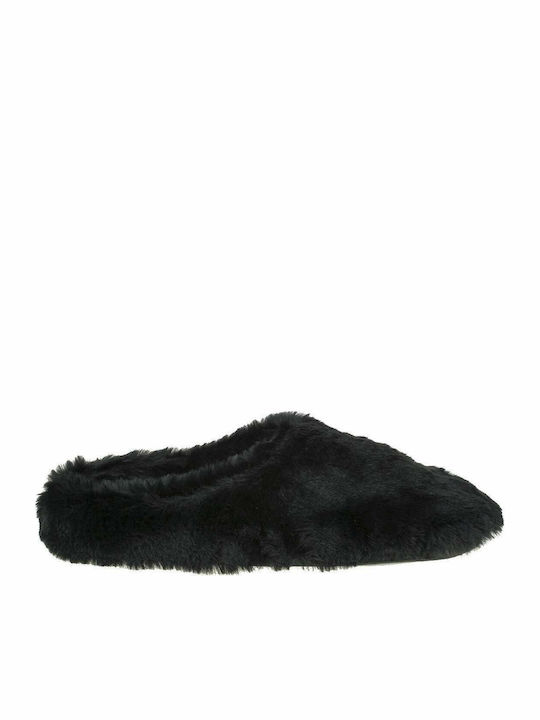 Winter Women's Slippers with Fur Black