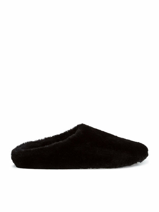 Winter Women's Slippers with Fur Black