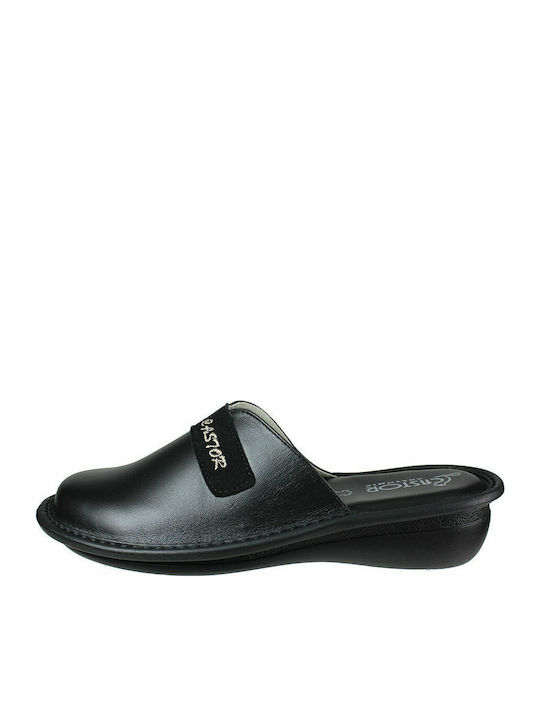Anatomische Lederne Damen Hausschuhe Schwarze