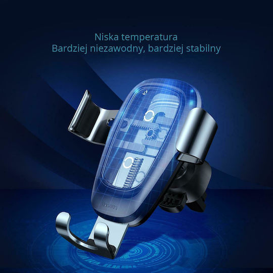 Baseus Gravity Metal Car Mobile Mount 4" - 6.5" with Adjustable Hooks Black
