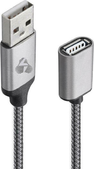 Powertech USB 2.0 Kabel USB-A-Stecker - USB-B-Buchse Gray 1.5m PTR-0076
