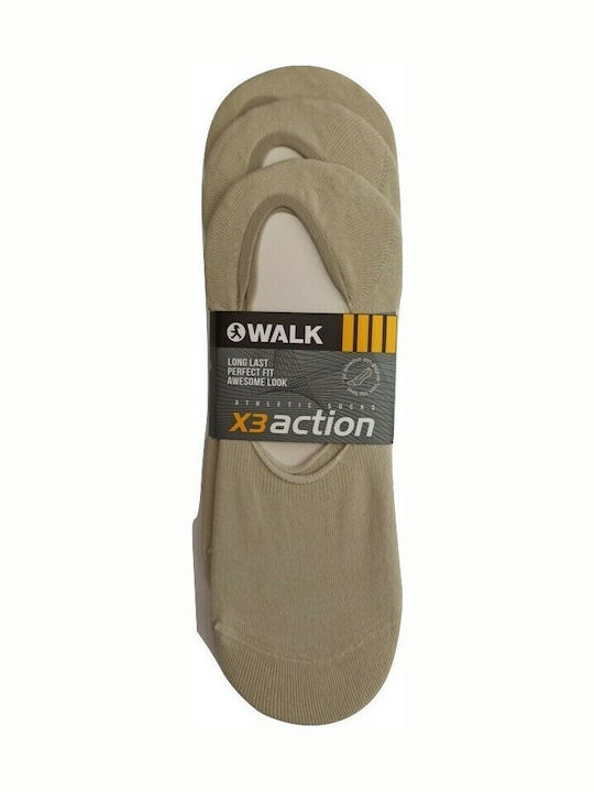Walk Μονόχρωμες Κάλτσες Μπεζ 3Pack