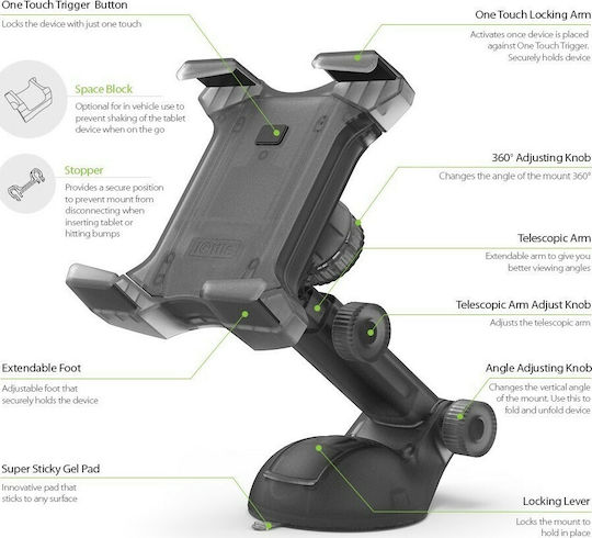 iOttie Βάση Κινητού και Tablet Αυτοκινήτου Easy Smart Tap 2 με Ρυθμιζόμενα Άγκιστρα