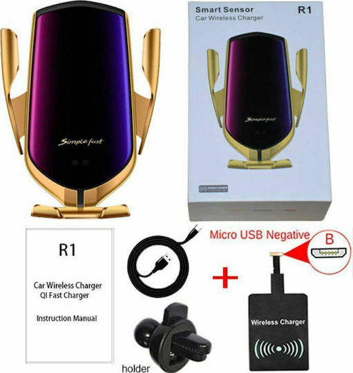 Smart Sensor R1 Auto Handyhalterung mit verstellbaren Haken und Kabelloses Laden Gold