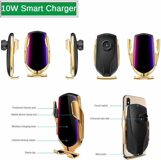 Smart Sensor R1 Auto Handyhalterung mit verstellbaren Haken und Kabelloses Laden Gold
