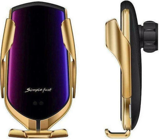 Hurtel Car Mobile Mount with Adjustable Hooks and Wireless Charging Gold