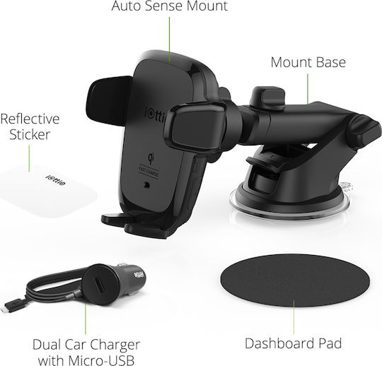 iOttie Βάση Κινητού Αυτοκινήτου Auto Sense Wireless με Ρυθμιζόμενα Άγκιστρα και Ασύρματη Φόρτιση