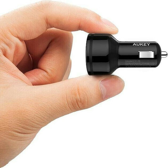 Aukey CC-T8 Car Charger 36W 3A Fast Charging with 2 USB Ports Micro-USB Cable Black Color