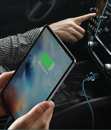 Baseus Car Charger 40W 3A Fast Charging with one Port: 1xUSB Gray Color