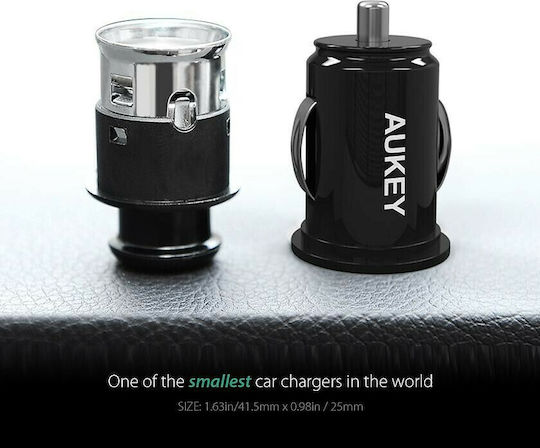 Aukey CC-S1 Car Charger 24W 4.8A with Ports: 2xUSB Black Color