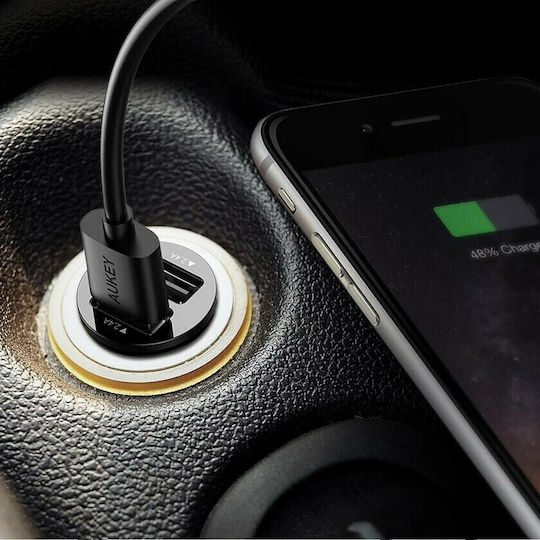 Aukey CC-S1 Car Charger 24W 4.8A with Ports: 2xUSB Black Color