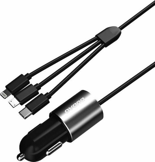 Dudao R5ProN Încărcător Auto 17W 3.4A cu un Port: 1xUSB împreună cu Cablu Lightning / Micro-USB / Type-C Negru Culoare