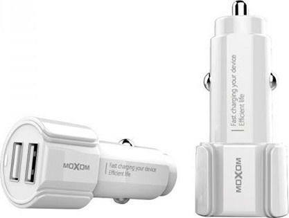 Moxom KC-15 Auto-Ladegerät 2.4A mit Anschlüssen: 1xUSB 1xType-C mit Kabel Typ-C,TC-TC Weiß Farbe